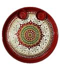 Traditional Red Aarti Thali with Indian Design and Accessories-10.75 Inches